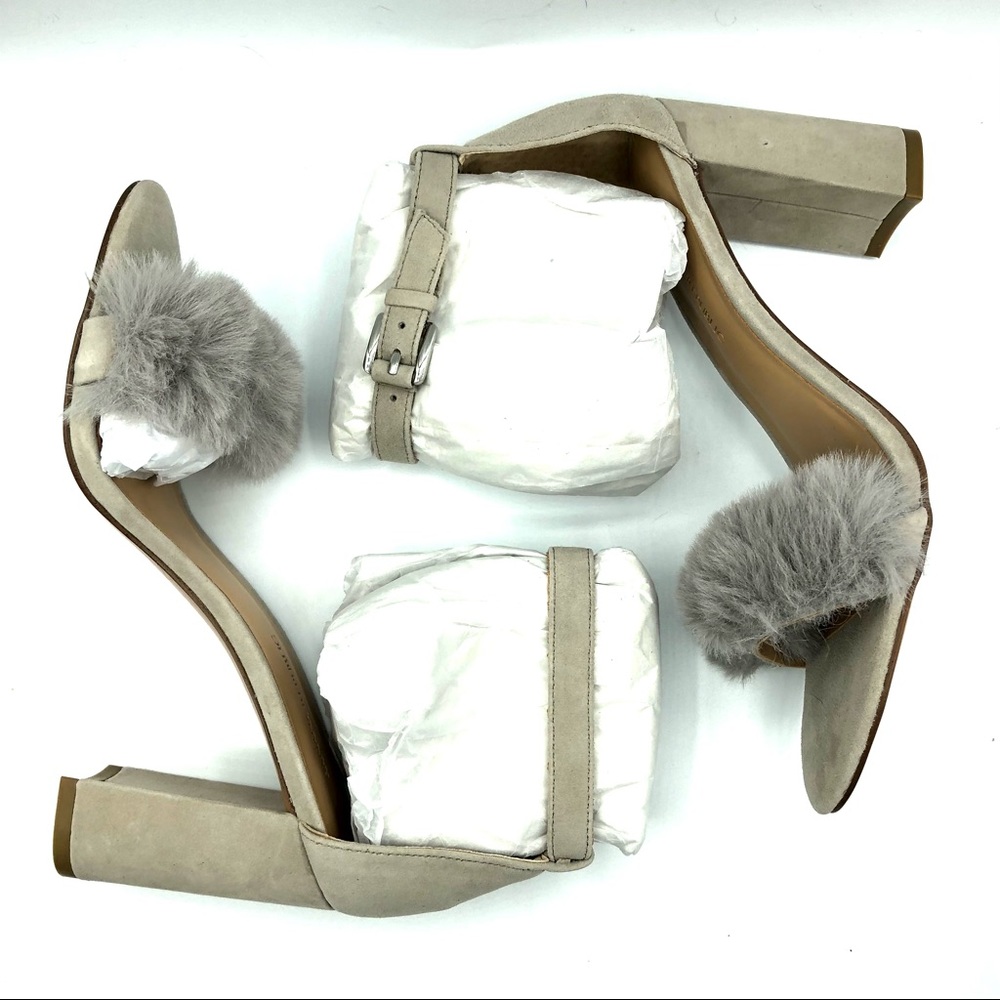 Banana Republic | Dusty Gray Feather Block Heel Strap Sandal